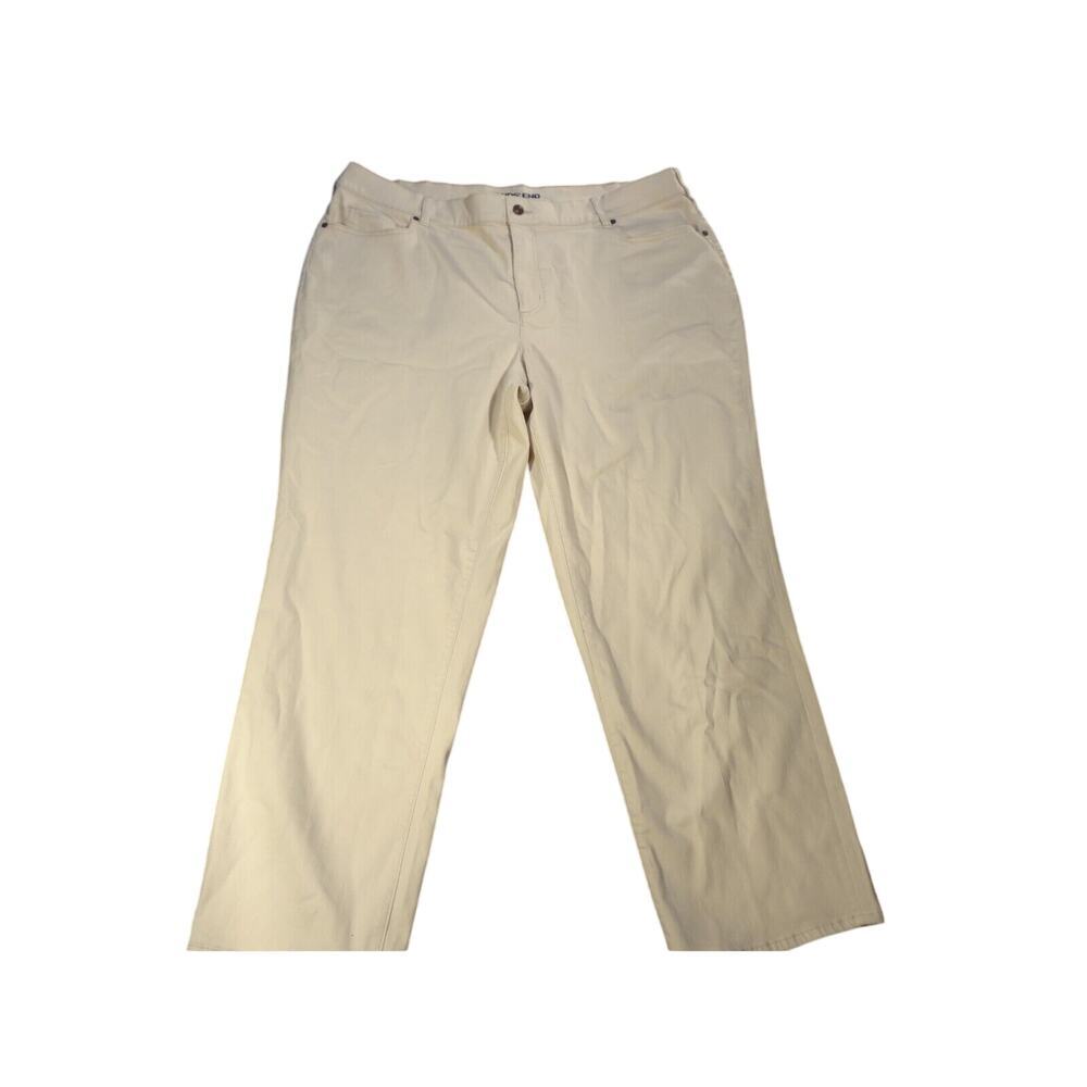 Lands' End Straight Jeans Women's 24W Ivory Droit Taille Haute High Rise Zip-Fly